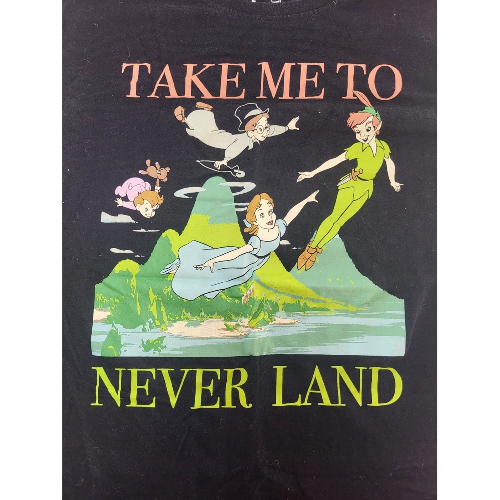 Disney Peter Pan & Wendy  "Take Me To Neverland" Black T-shirt Size XL